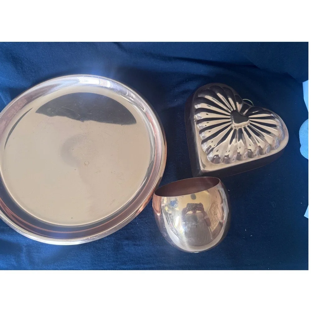 Vintage Paul Revere, Coppercraft‎ Guild Set Tray Heart Mold Cup 3 Piece
